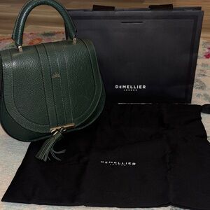 DeMellier Dark Green Leather Satchel with Tassel